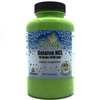 Daily Manufacturing Betaine HCI (648 Milligram) 200 Vegetarian Capsules-Digestive Health