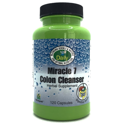 Daily Manufacturing Miracle 7 Colon Cleanser (Wheat Grass, Acidophilus, Apple Fiber, Gentian, Goldenseal Root, Buckthorn, Rhubarb, Cascara Sagrada, Whole Leaf Aloe Vera & Cinnamon) 120 Capsules
