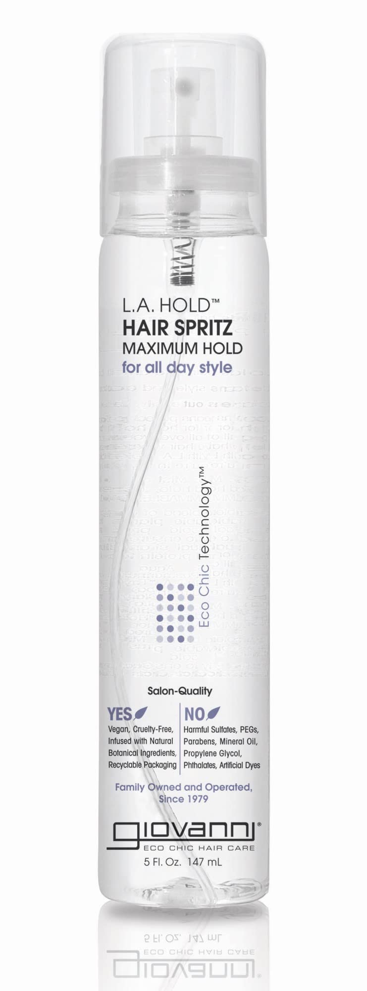 GIOVANNI L.A. Hold Hair Spritz - Maximum Hold Styling Spray, Lightweight, Lauryl & Laureth Sulfate Free - 5 oz