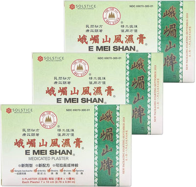 E Mei Shan Medicated Plaster (Jako Kototsu) (5 plasters, 3.8 in x 2.75 in) - 3 Boxes