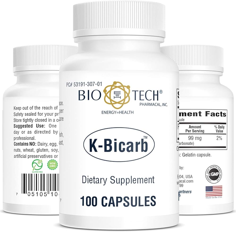 Bio-Tech Pharmacal Potassium Dietary Supplement (K-Bicarb, 100 Count)