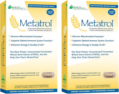 American BioSciences Metatrol 2-Box Bundle, Mitochondrial Rescue & Daily Immune System Support Fermented Wheat Germ Extract - Super Concentrate, 60 Capsules per Box, 41mg of FWGE-SC per Serving