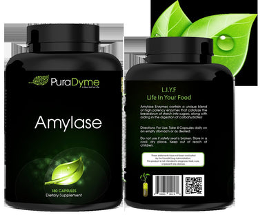 PuraDyme Amylase, 180 Capsules