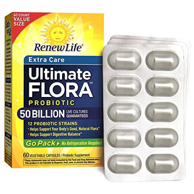 Renew Life Extra Care Ultimate Flora Probiotic 50 Billion Go Pack, 60 CT