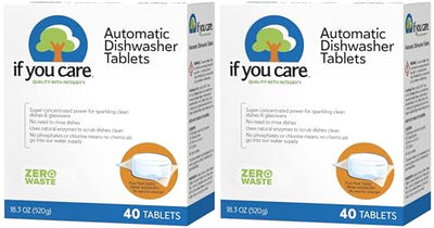 If You Care Dishwasher Tablets 40 Count - Powerful, Plant Based, Concentrated, Biodegradable, Natural Dish Cleaner Detergent, Dishwashing Soap Tabs (Pack of 2)