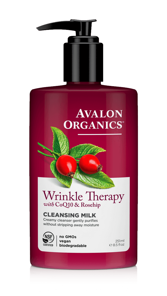 Avalon Organics Cleansing Milk, Wrinkle Therapy with CoQ10 & Rosehip, 8.5 Oz