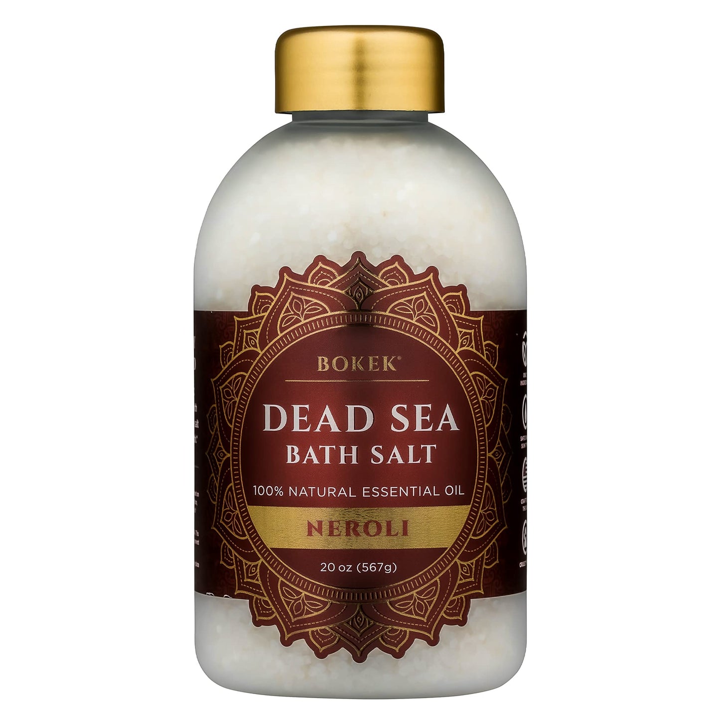 Bokek Bokek Organic Neroli Bath Salt, Dead Sea Salt Scented With Certified Organic Essential Oil, 20 Ounce Jar, White, Neroli, 20 ounces