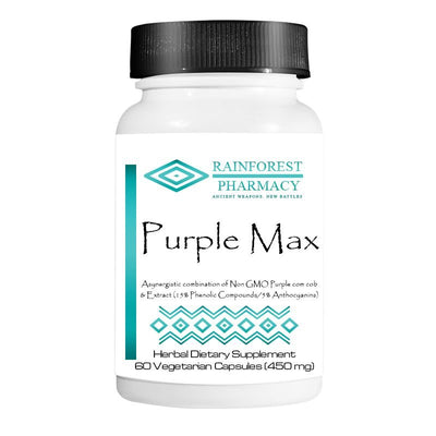 Rainforest Pharmacy Purple Max - 60 Vegetable Capsules | Wildcrafted Natural Purple Corn Cob & Extract and 15% Phenolic Compound | Non-GMO, Herbal Supplement