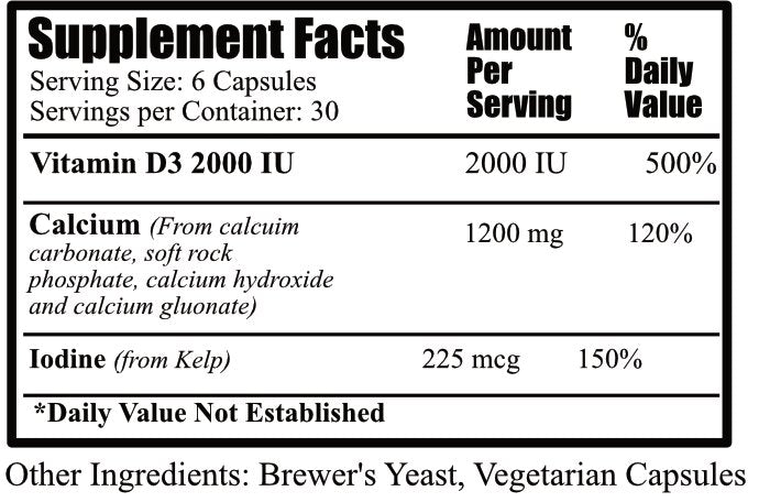 Daily Manufacturing AlkaMin (Calcium, Vitamin D3, & Iodine (from Kelp)) Supplement Facts