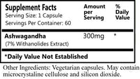 Daily Manufacturing Ashwagandha Supplement Facts