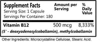 Daily Manufacturing Activated Vitamin B12 Supplement Facts