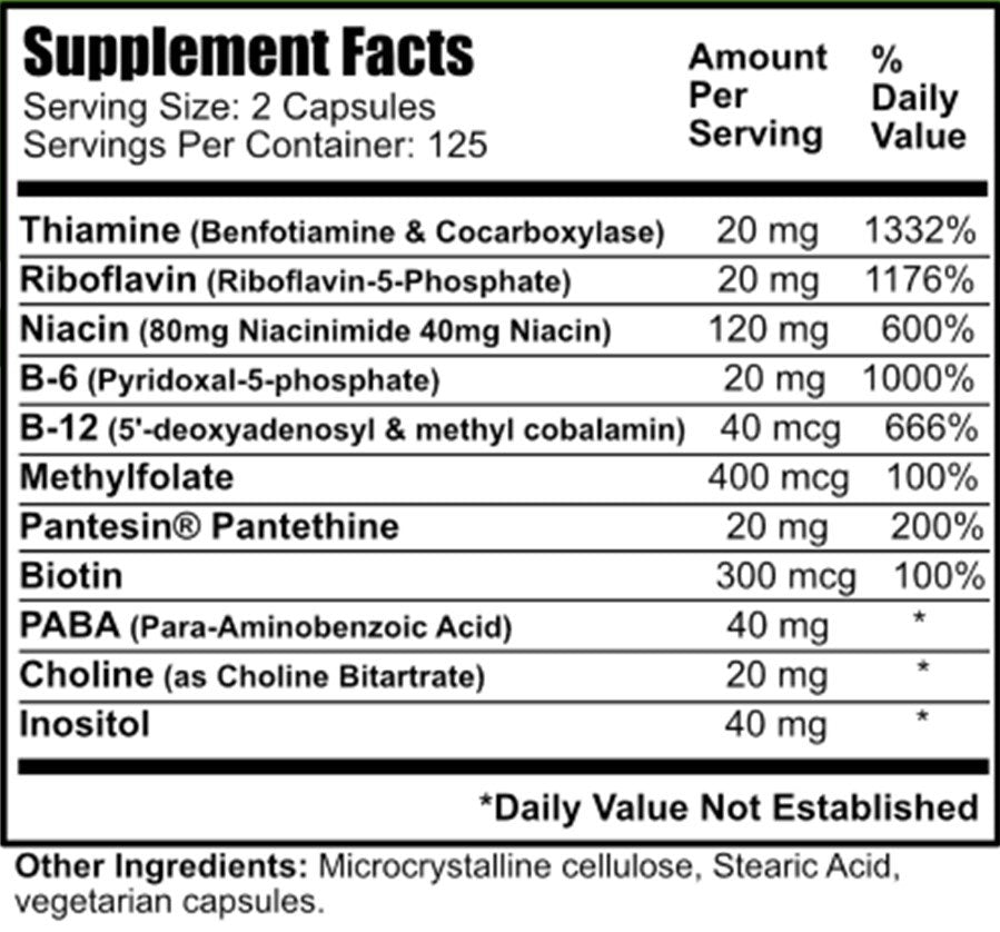 Daily Manufacturing Activated B-Complex (Activated Forms of Multi B Vitamins) 250 Capules bottle