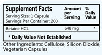 Daily Manufacturing Betaine HCI (648 Milligram) 200 Vegetarian Capsules-Digestive Health bottle