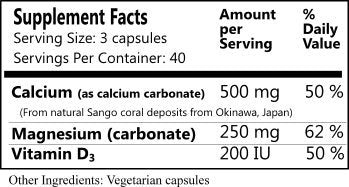 Daily Manufacturing Coral Calcium, Magnesium & Vitamin D3 Supplement Facts