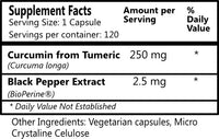 Daily Manufacturing Curcumin (Turmeric & Black Pepper Exract) Supplement Facts