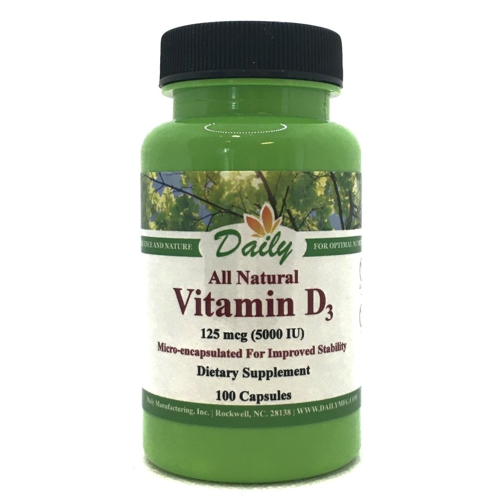 Daily Manufacturing Vitamin D3 5000 IU (125 mcg) Softgels