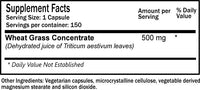 Daily Manufacturing Organic Dehydrated Wheat Grass Juice Capsules Supplement Facts