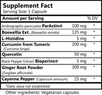 Daily Manufacturing Easy-Flex 2 (Andrographis Paniculata, Boswellia Extract, L-Histidine, Curcumin (Turmeric), Quercetin, Black Pepper Extract, Ginger Root Powder & Cayenne Pepper) Supplement Facts