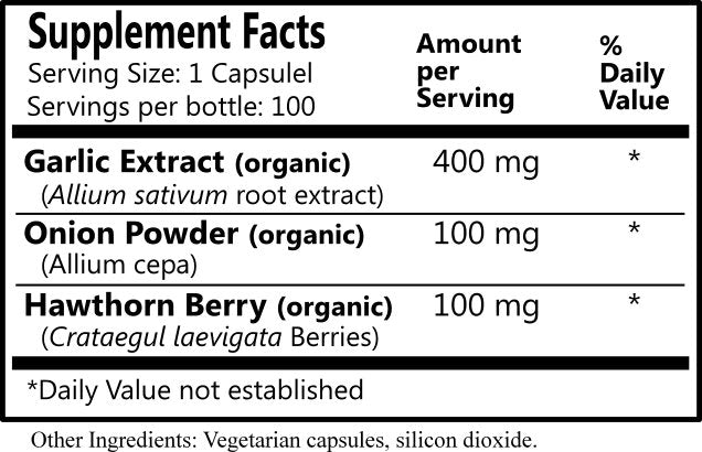 Daily Manufacturing Garlic Plex (Garlic Extract, Onion & Hawthorn Berry) Supplement Facts