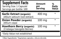 Daily Manufacturing Garlic Plex (Garlic Extract, Onion & Hawthorn Berry) Supplement Facts