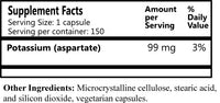 Daily Manufacturing Potassium Aspartate, 150 Vegetarian Capsules Supplement Facts