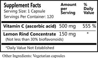 Daily Manufacturing Lemon C (Vitamin C & Lemon Bioflavonoid Complex) Supplement Facts
