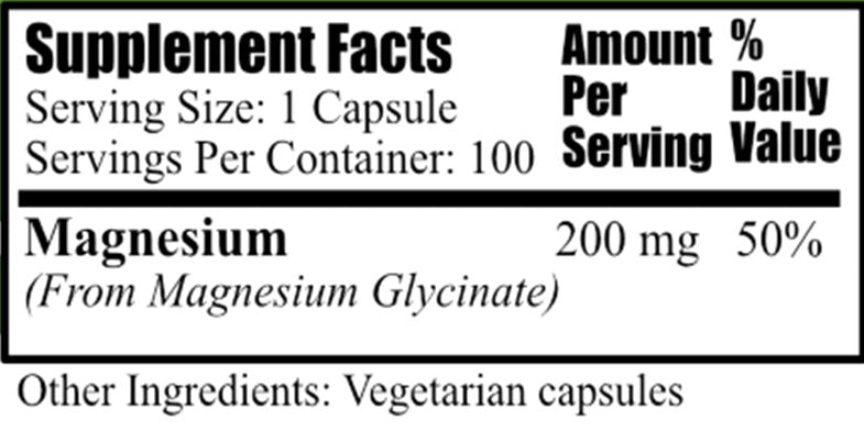 Daily Manufacturing Magnesium Glycinate Supplement Facts