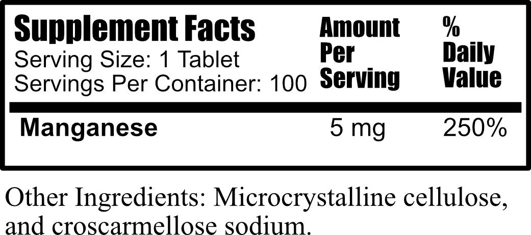 Daily Manufacturing Manganese Chelate (5 mg) 100 Tablets bottle