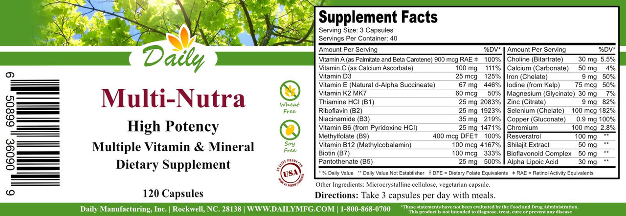 Daily Manufacturing Multi-Vim (Hypo-allergenic, Vegetarian Multivitamin & Mineral) 100 Tablets bottle