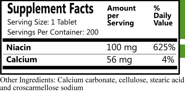 Daily Manufacturing Niacin (Vitamin B3) Supplement Facts