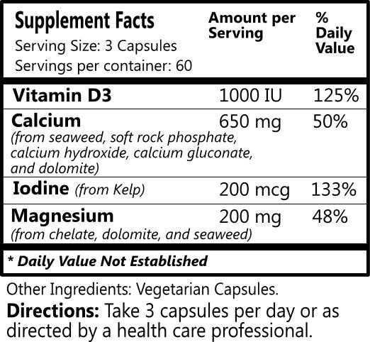 Daily Manufacturing Ocean Elements (Calcium & Magnesium, Iodine, & Vitamin D3) Supplement Facts