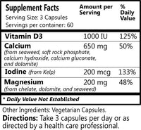 Daily Manufacturing Ocean Elements (Calcium & Magnesium, Iodine, & Vitamin D3) Supplement Facts