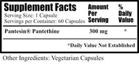 Daily Manufacturing Pantesin® Pantethine (Vitamin B5) Supplement Facts