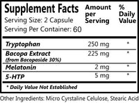 Daily Manufacturing Relax Evening Formula (Tryptophan, Bacopa Extract, Melatonin, 5-HTP) Supplement Facts