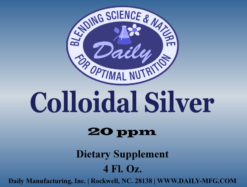 Daily Manufacturing Colloidal Silver, 20 ppm (Food Grade) 4 fl oz Supplement Facts