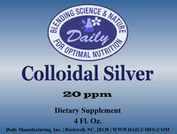 Daily Manufacturing Colloidal Silver, 20 ppm (Food Grade) 4 fl oz Supplement Facts