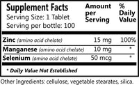 Daily Manufacturing Tri-Min (Manganese, Selenium & Zinc Amino Acid Chelates) Supplement Facts