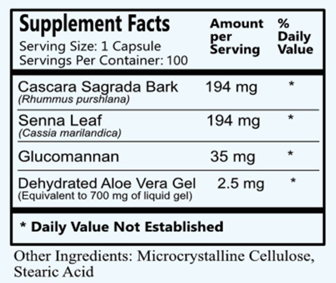 Daily Manufacturing Vega-Lax (Cascara Sagrada Bark, Senna Leaf, Glucomannan & Dehydrated Aloe Vera Gel) bottle