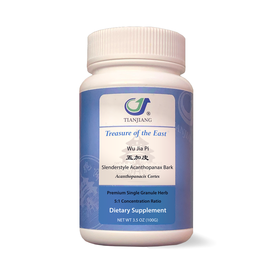 Treasure of The East, Slenderstyle Acanthopanax Bark - Wu Jia Pi (5:1 Concentrated Herbal Extract Granules, 100g) bottle