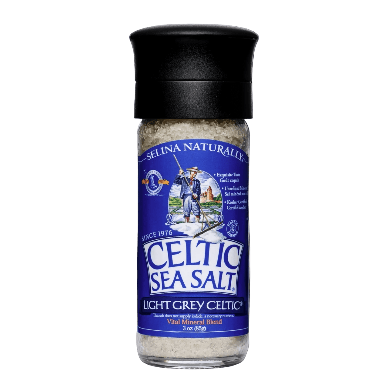 Light Grey Celtic Sea Salt Mini Grinder, 1.8 Ounces bottle