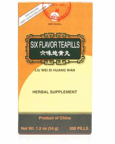 Liu Wei Di Huang Wan (Six Flavor Teapills), 200 ct, Min Shan