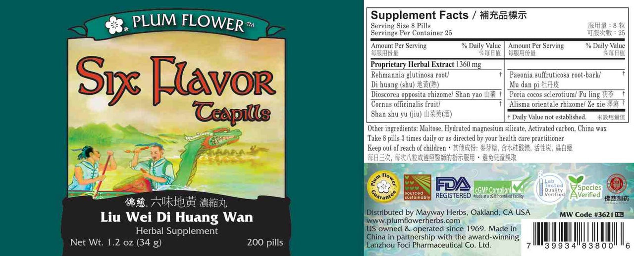 Six Flavor ECONOMY SIZE, 1000 ct, Plum Flower bottle
