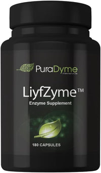 LiyfZyme Plant Based Digestive Enzyme Supplement - 180 Veggie Caps. PuraDyme By Lou Cornoa.