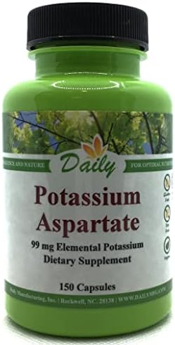 Daily Manufacturing Potassium Aspartate, 150 Vegetarian Capsules