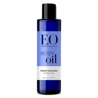 EO Body Oil for Massage & Moisture, French Lavender, 8-Ounce Bottles (Pack of 2)