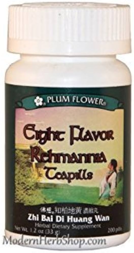 Eight Flavor Rehmannia (Zhi Bai Di Huang Wan), 200 ct, Plum Flower