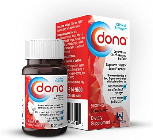 Dona Crystalline Glucosamine Sulfate, 1500 Mg, Joint Supplement Pills for Knee Comfort & Joint Health Support, 1500 Mg, 60 Count