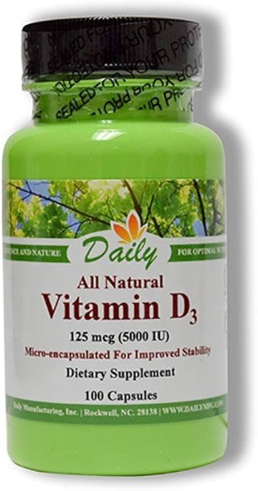 Daily Manufacturing Vitamin D3 5000 IU (125 mcg) Softgels
