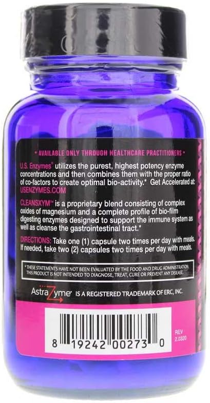 U.S. Enzymes CLEANSXYM 62 Vegetarian Capsules. Cleansing Supplement.