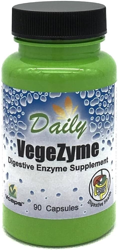 Daily Manufacturing VegeZyme Vegetarian Digestive Enzymes (Amylase, Lactase, Protease, Lipase, Cellulase, Bromelain & Papaya)